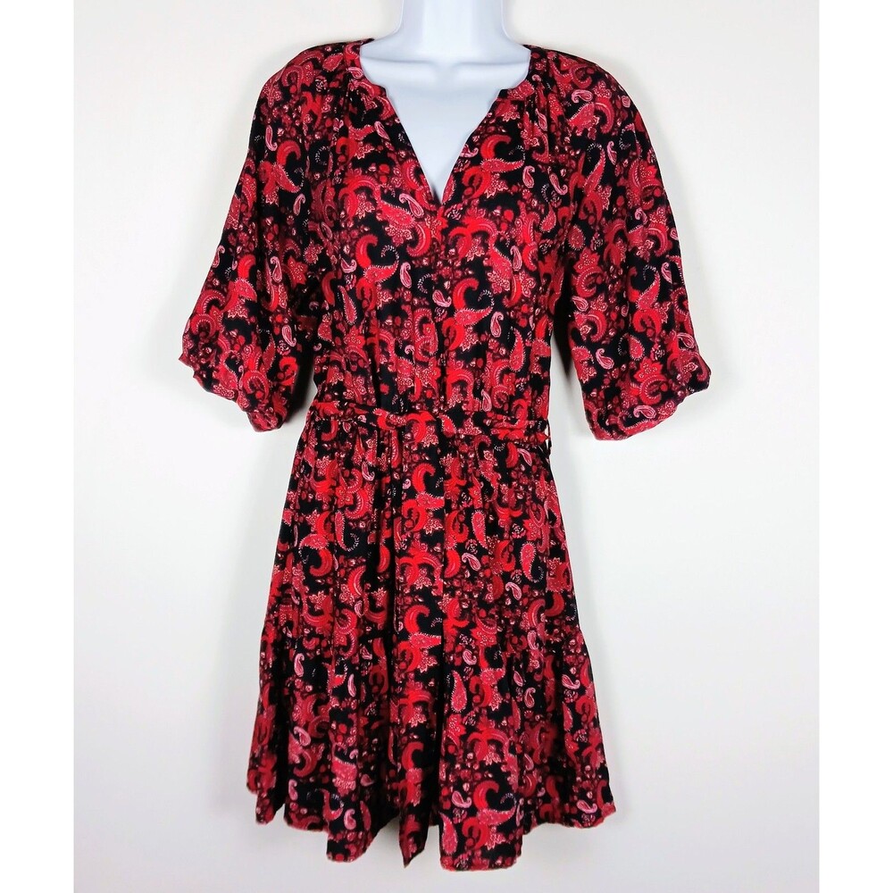 Ophelia Roe Dress Women's Size S Red Black Paisley